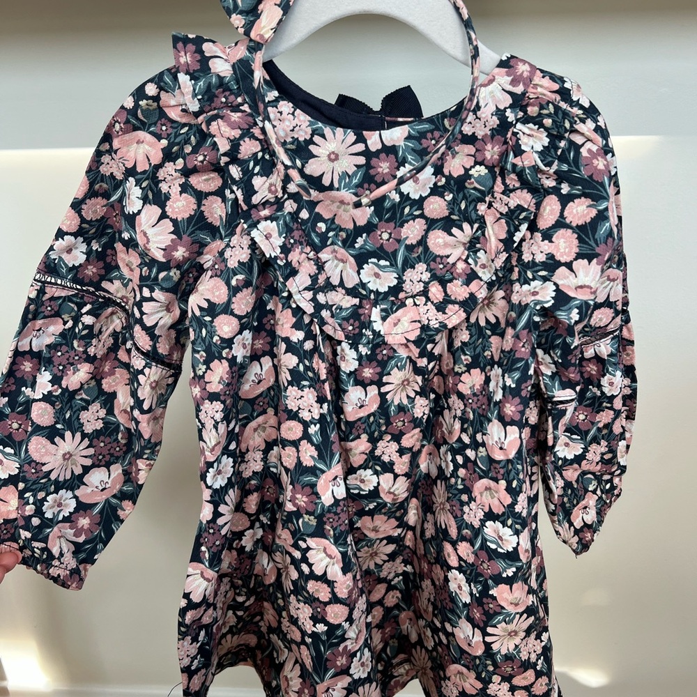 Joie Gorgeous Floral Dress with Bow Headband - 3T